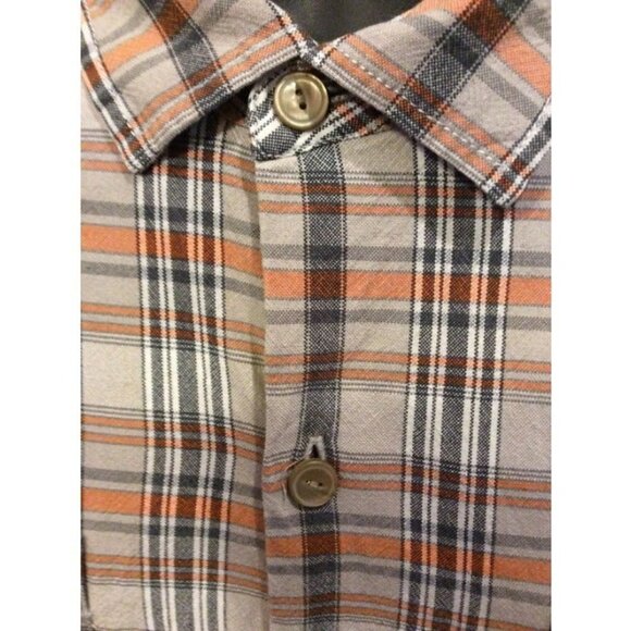 Tommy Bahama Mens 100% Silk Gray Grey/Orange Check Hawaiian Shirt Size Large L - Picture 3 of 10